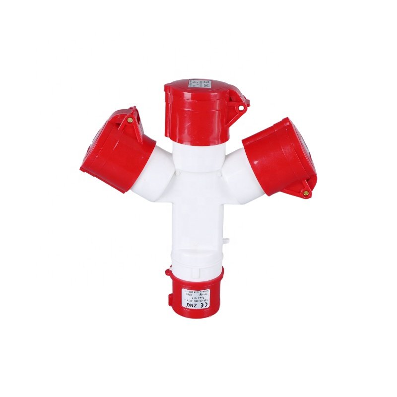 ZNG-1014 4 Pin 380V 16A 3 Way Multi Industrial Power Plug 3P+E Industrial Socket Adaptor
