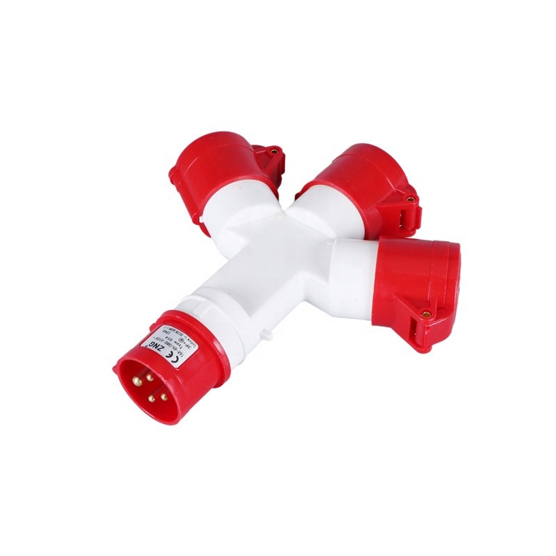 ZNG-1014 4 Pin 380V 16A 3 Way Multi Industrial Power Plug 3P+E Industrial Socket Adaptor