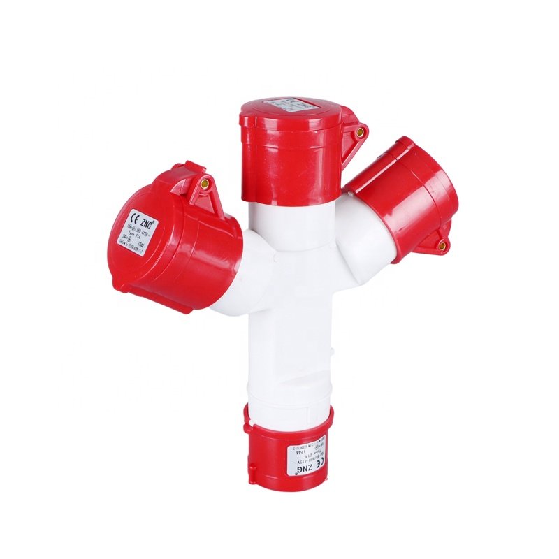 ZNG-1014 4 Pin 380V 16A 3 Way Multi Industrial Power Plug 3P+E Industrial Socket Adaptor