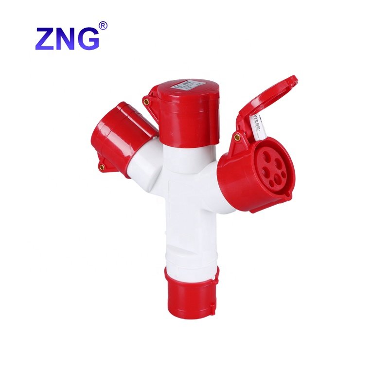 ZNG-1014 4 Pin 380V 16A 3 Way Multi Industrial Power Plug 3P+E Industrial Socket Adaptor