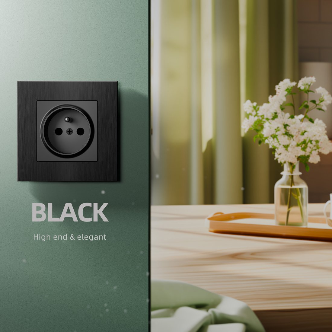 EU Standard 16A French Power Socket Wall Electric Square Socket Plug EU standard Power Single Outlet Black Gold Grey 250V