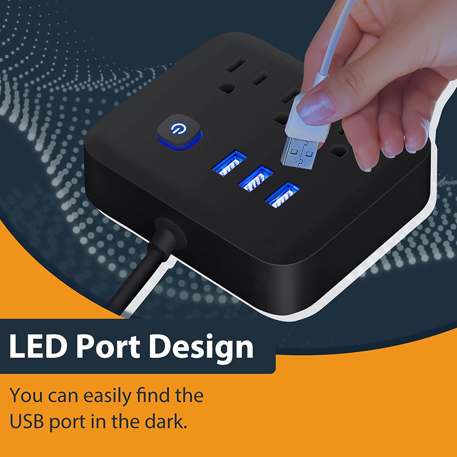 CUL Listed Power Strip with USB 3 Outlet Extension Lead 3 USB Ports Power Strip Surge Protector Multi Plug Outlets