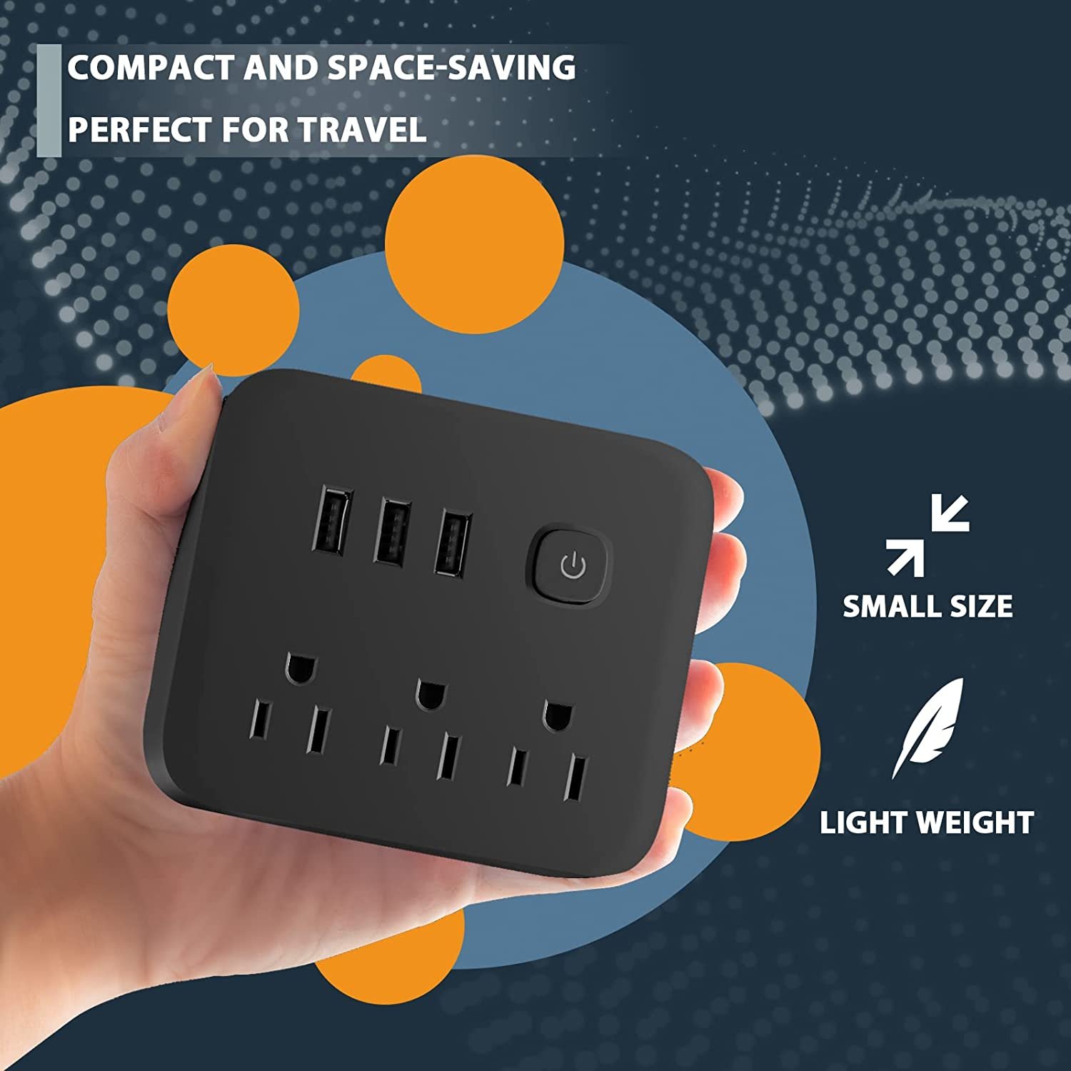 CUL Listed Power Strip with USB 3 Outlet Extension Lead 3 USB Ports Power Strip Surge Protector Multi Plug Outlets