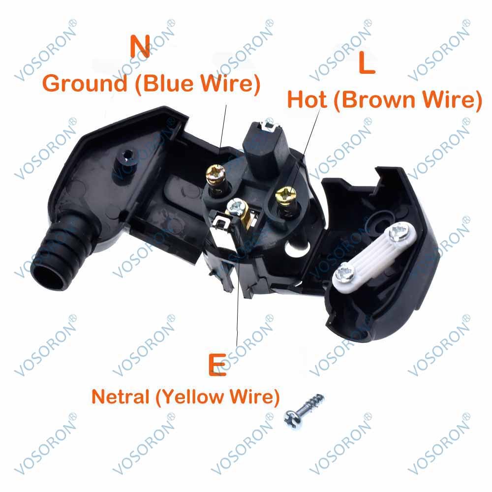 16A EU 4.8mm AC Electrical Power Rewireable Plug Male for Wire Sockets Outlets Adapter Extension Cord Connector Plug