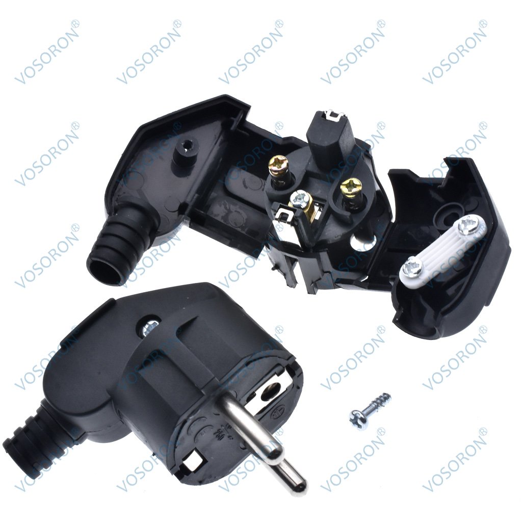 16A EU 4.8mm AC Electrical Power Rewireable Plug Male for Wire Sockets Outlets Adapter Extension Cord Connector Plug