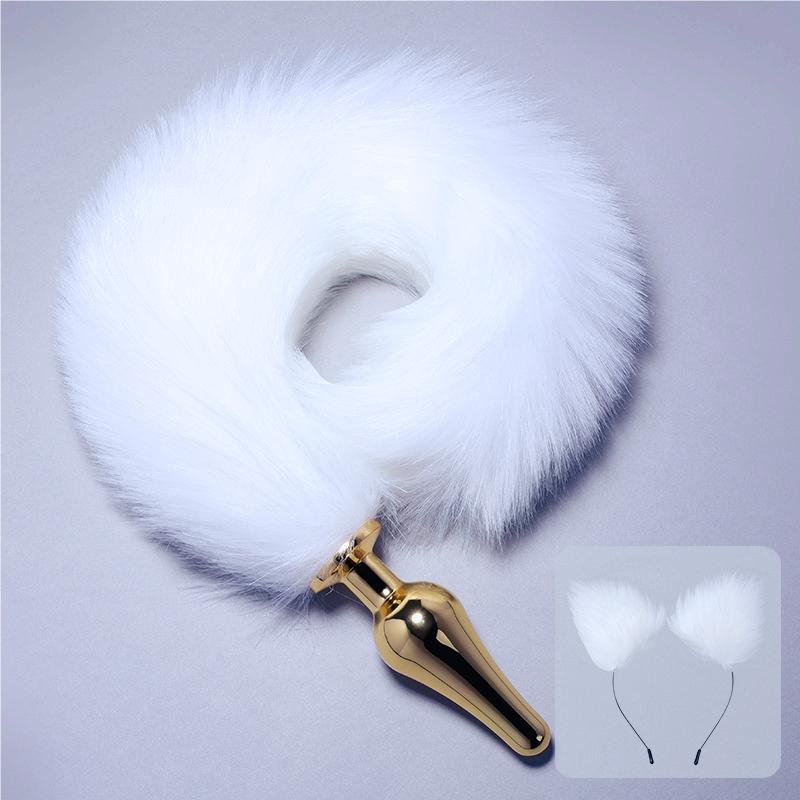Fox tail Rabbit tail anal plug gold metal butt butt plug masturbator sex toy