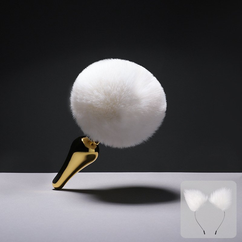 Fox tail Rabbit tail anal plug gold metal butt butt plug masturbator sex toy