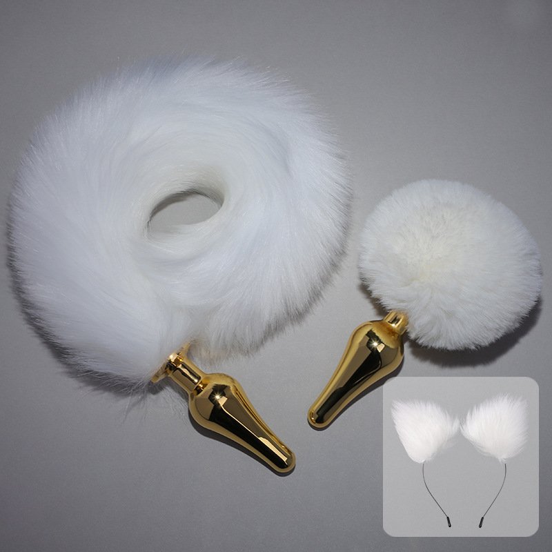 Fox tail Rabbit tail anal plug gold metal butt butt plug masturbator sex toy