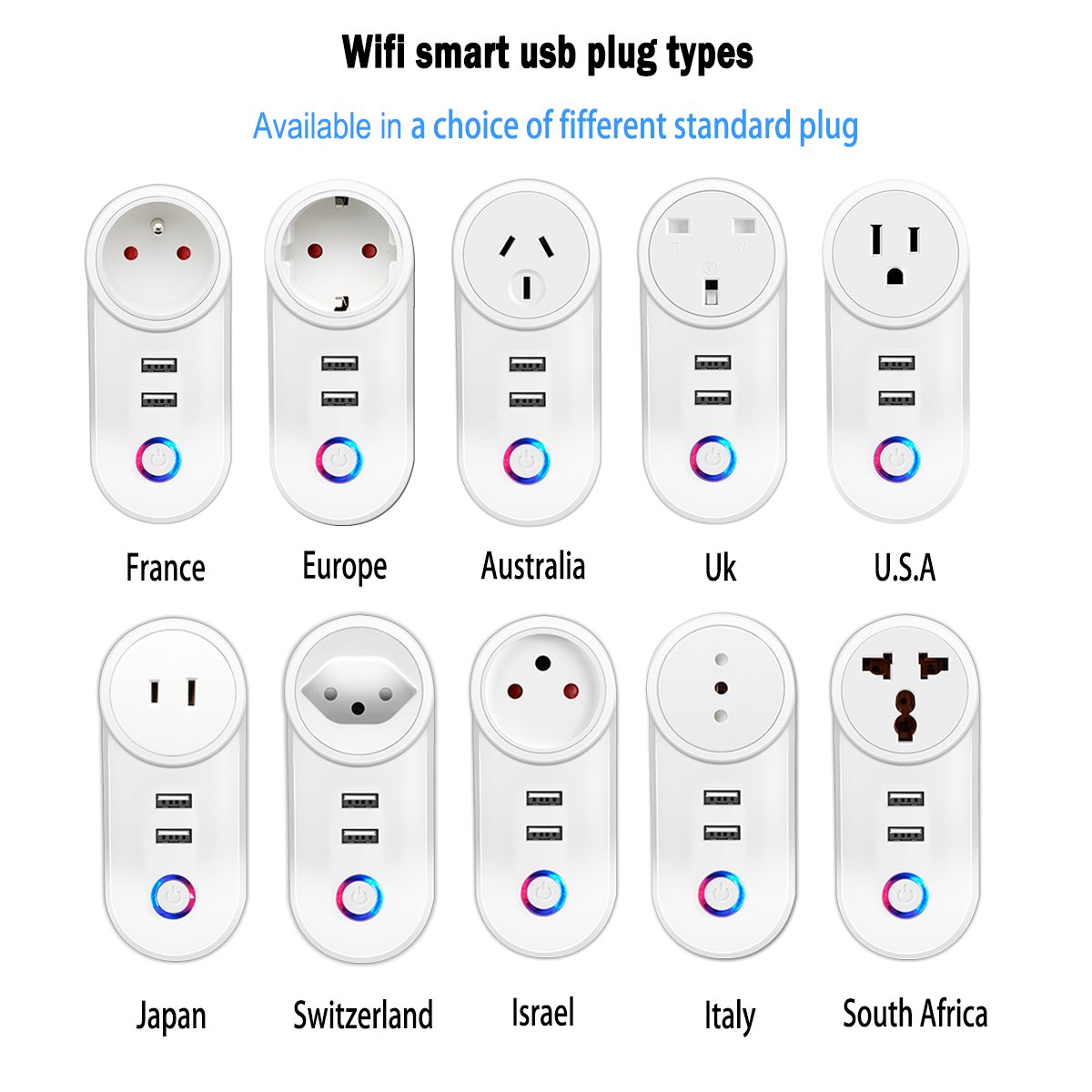 hot sale Vietnam, India, South Africa tuya Smart outlet Electrical plug Home wifi smart plug with dual usb