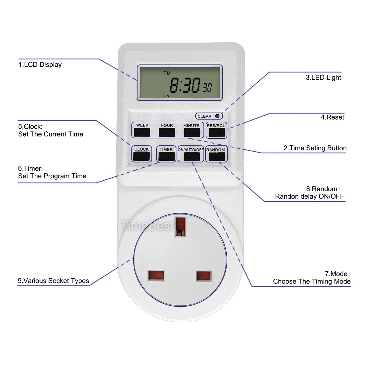 Indoor Grow Light Timer Electric Digital Weekly Plug in Timer