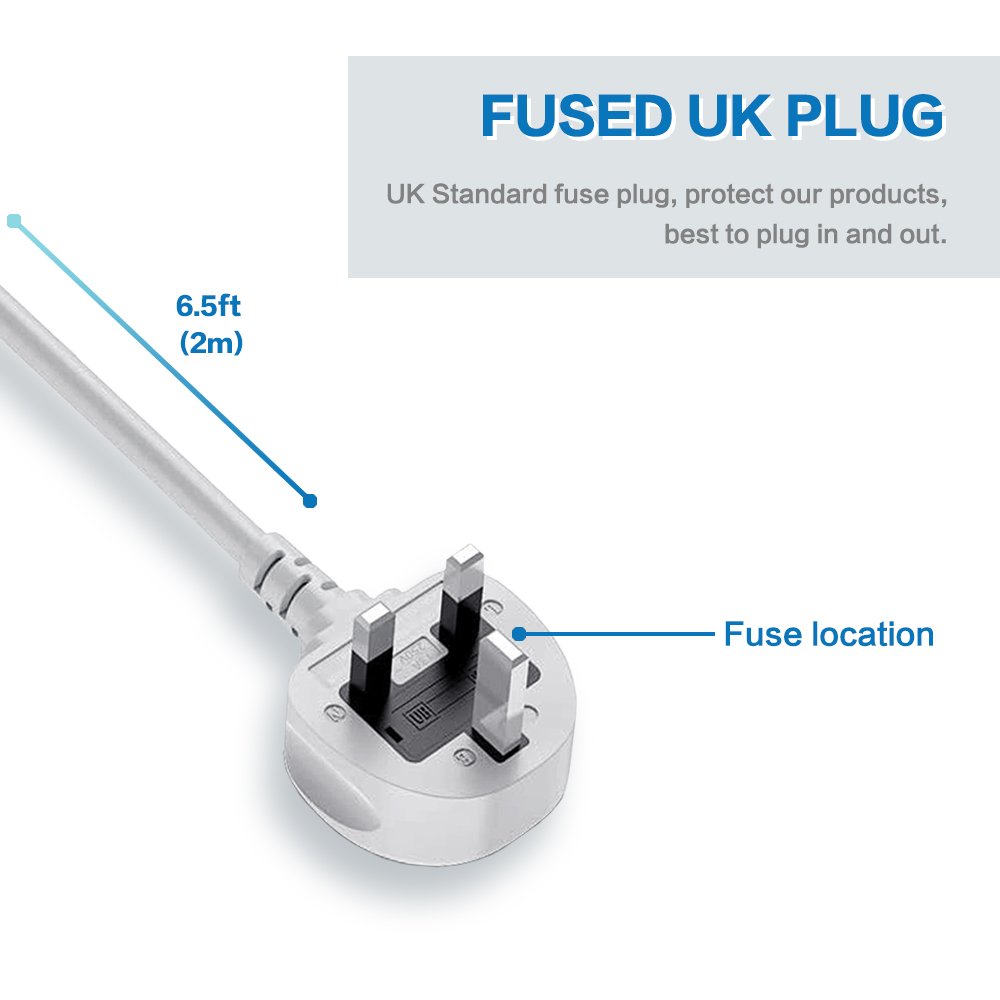 Widely Spaced 3AC Outlets 5 USB Ports UK Flat Plug Surge Protector Power Strip Electrical Extension Sockets For Home Office