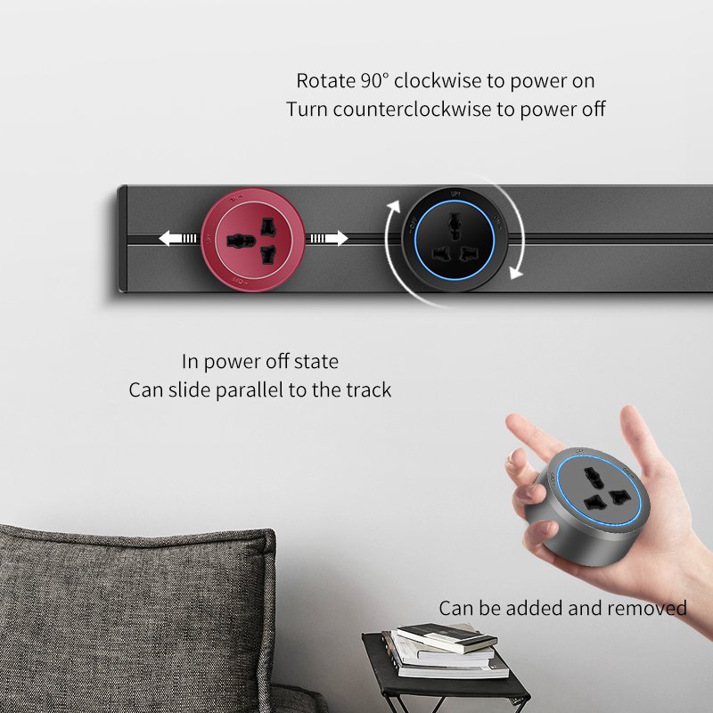 Smart Concealed Embedded Power Track System USB Type C Adapter Outlet Aluminum Rail Kitchen Office Removable UK US EU AU Plug
