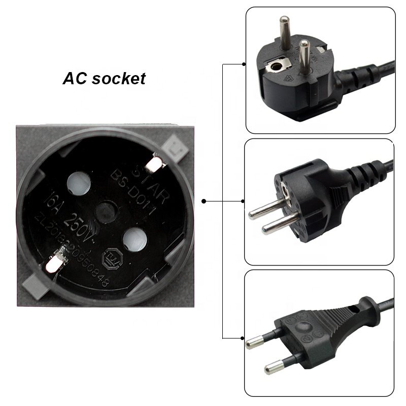European standard AC Power socket 16A 250V Schuko socket Dielec-tric Withstand Voltage ac power socket