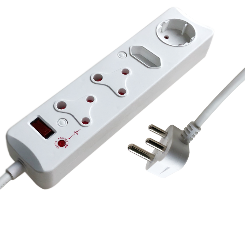 Multi Plugs Electrical Socket Surge Protected Power Strip with USB New Arrival South African Type 3 Outlets 16A Extension Socket