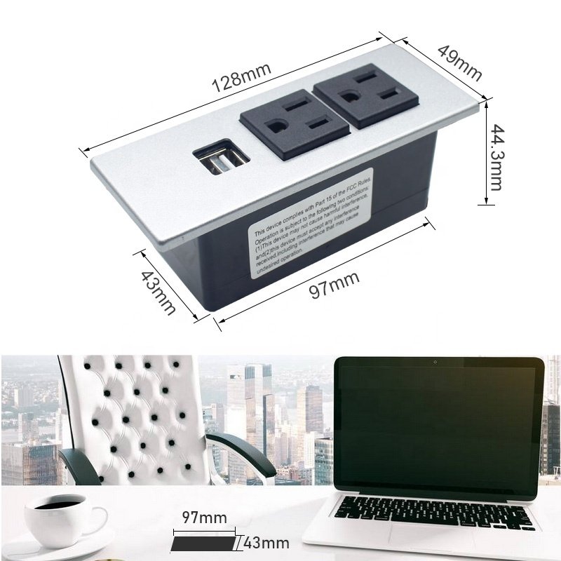 2-OUTLETS RECESSED MOUNTED SOCKETWITH2 USB PORTS
