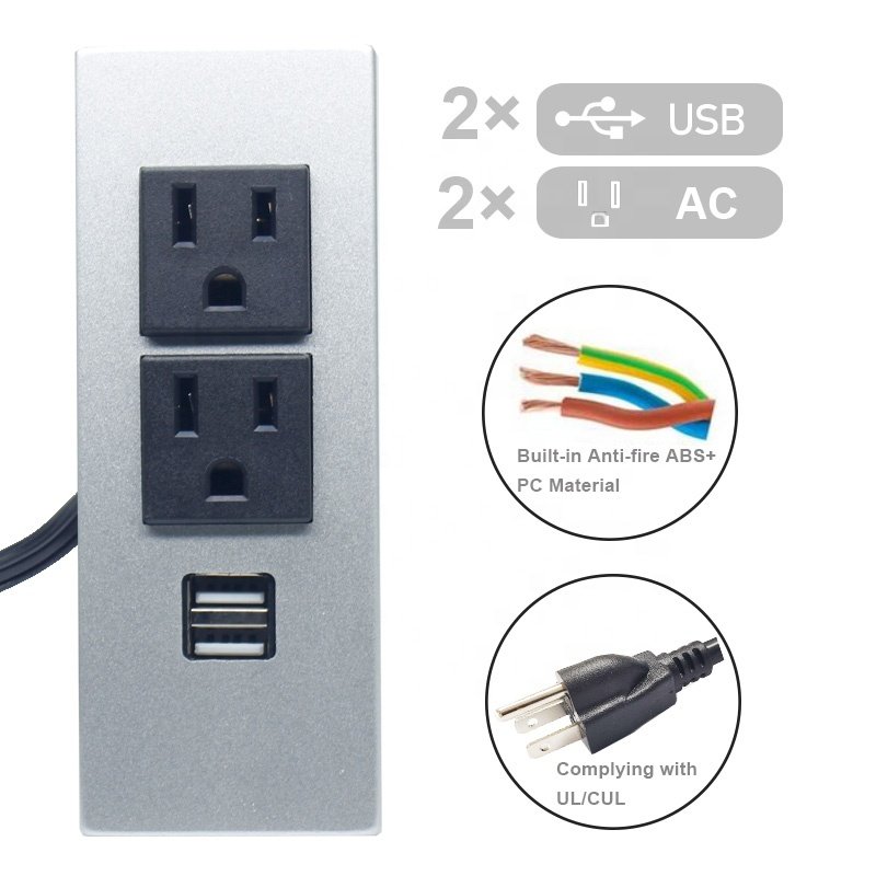 2-OUTLETS RECESSED MOUNTED SOCKETWITH2 USB PORTS