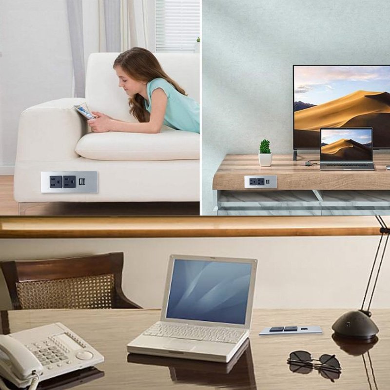 2-OUTLETS RECESSED MOUNTED SOCKETWITH2 USB PORTS