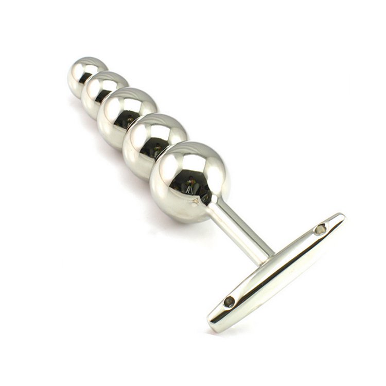 Women Anal Vagina Sex Stimulation Massage Toys Unisex Sexy 5 Beads Metal Anal Plug