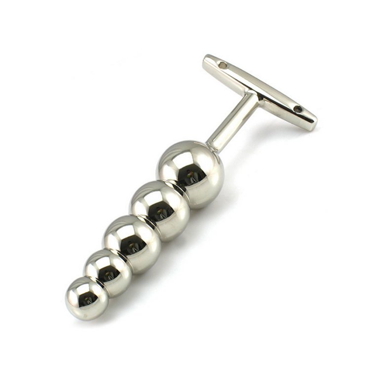Women Anal Vagina Sex Stimulation Massage Toys Unisex Sexy 5 Beads Metal Anal Plug