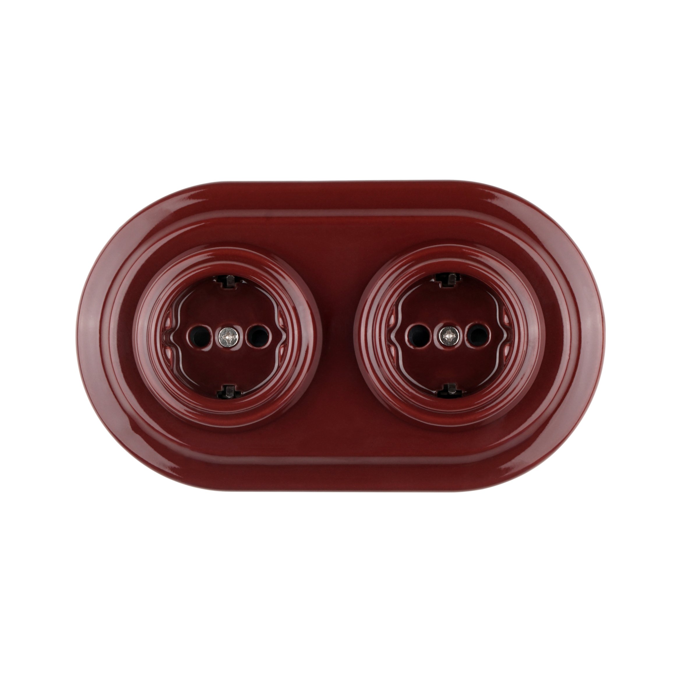 Retro Style European Standard Grey Porcelain Flush Mounted Double Wall Socket With Ceramic Frame