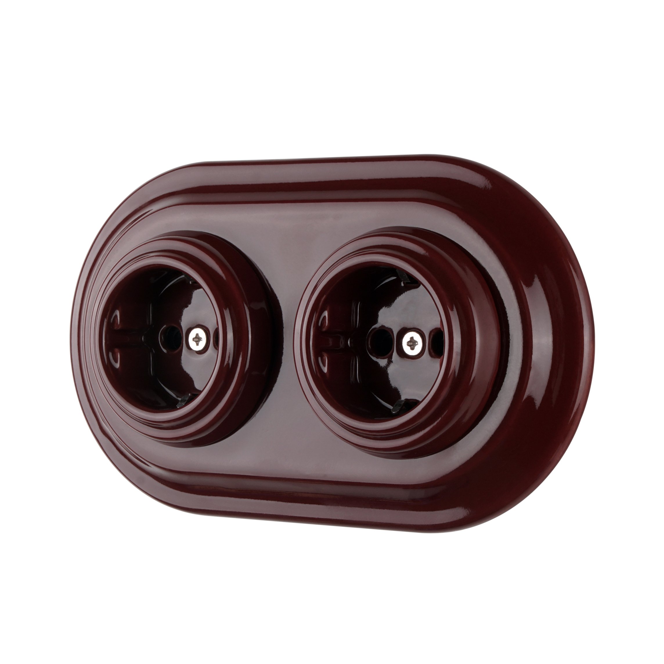 Retro Style European Standard Grey Porcelain Flush Mounted Double Wall Socket With Ceramic Frame