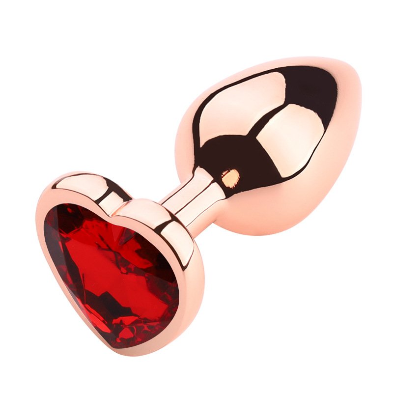 Rose Gold Heart Anal Plug Set Butt Plug for Men Adult Woman Metal Anal Plug Set Sex toys Gold plated metal crystal diamond anal