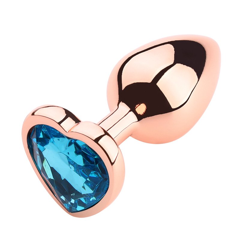 Rose Gold Heart Anal Plug Set Butt Plug for Men Adult Woman Metal Anal Plug Set Sex toys Gold plated metal crystal diamond anal