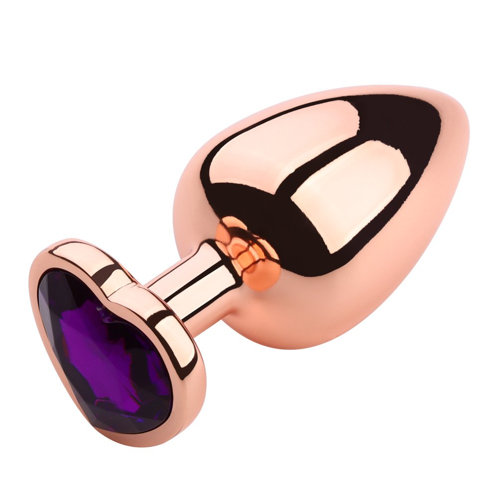 Rose Gold Heart Anal Plug Set Butt Plug for Men Adult Woman Metal Anal Plug Set Sex toys Gold plated metal crystal diamond anal