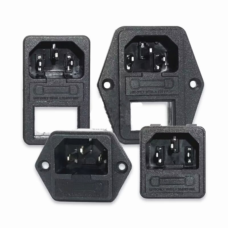 AC Screws holes 3 Pin IEC320 C14 AC inlet connector plug 10A 250VAC male connector socket with 10A fuse holder
