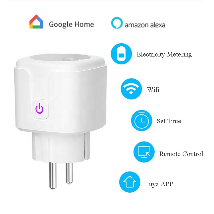 EU Standard with Power Energy Monitoring 16A Tuya Alexa Voice Controlled WiFi Wireless Home Smart Plug WiFi EU