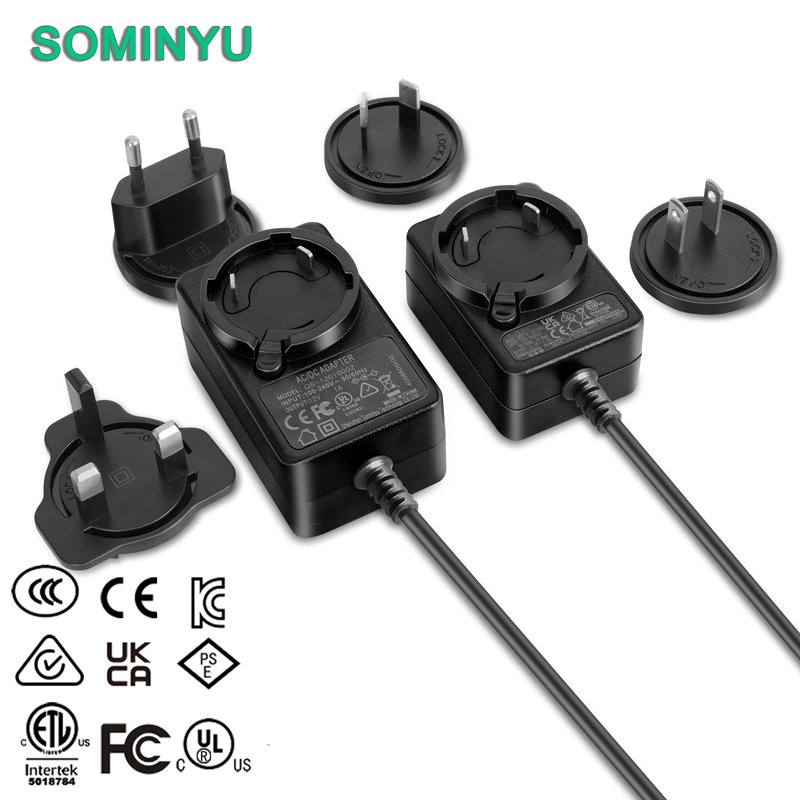 12v1a 5v2a 5v3a interchangeable plug power adapter with ETL PSE CCC KC CE UKCA certificates