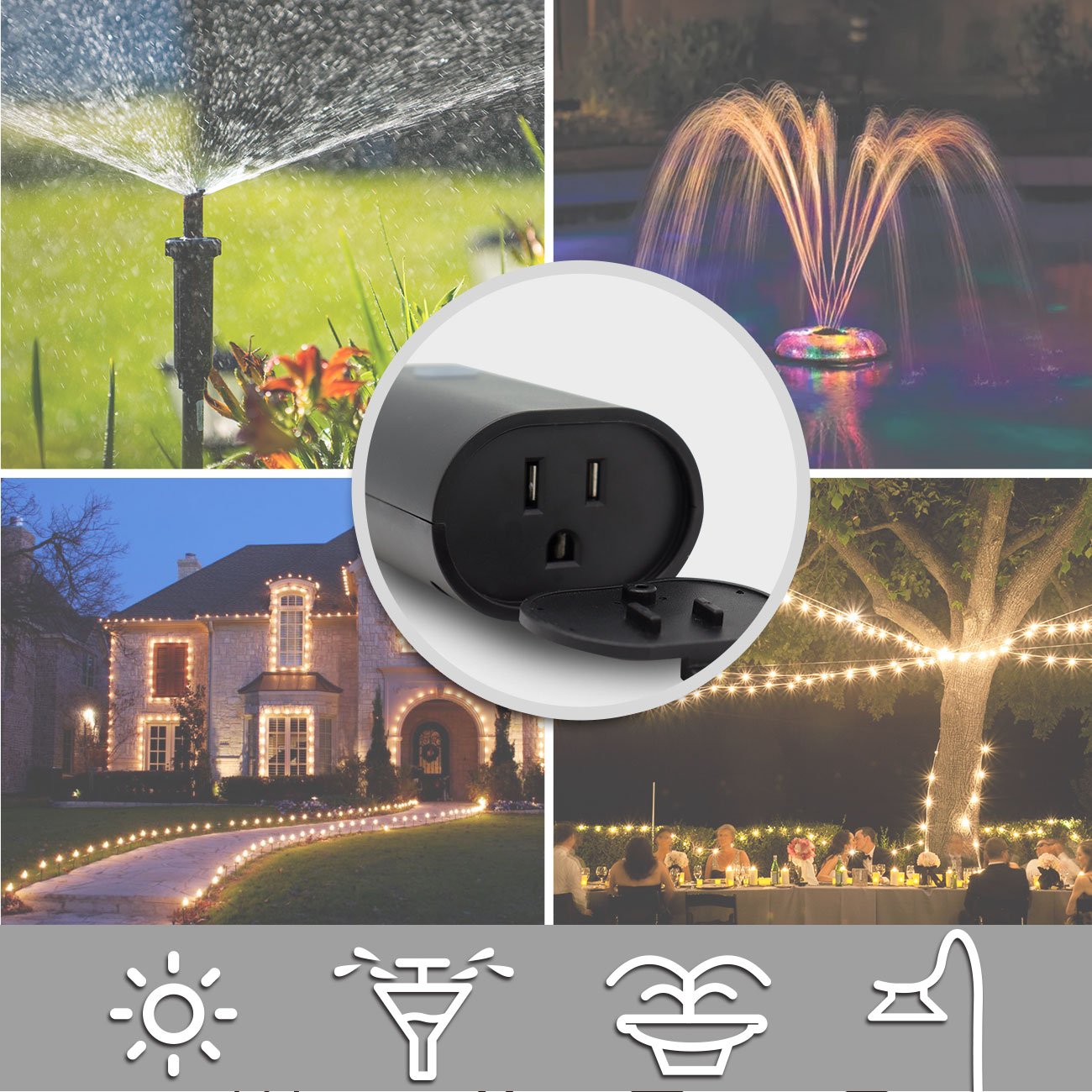 Wifi Smart Socket IP65 Waterproof Outdoor Smart Plug Smart Home Socket Smart Life In-wall WIFI Plug US WIFI Smart Plug