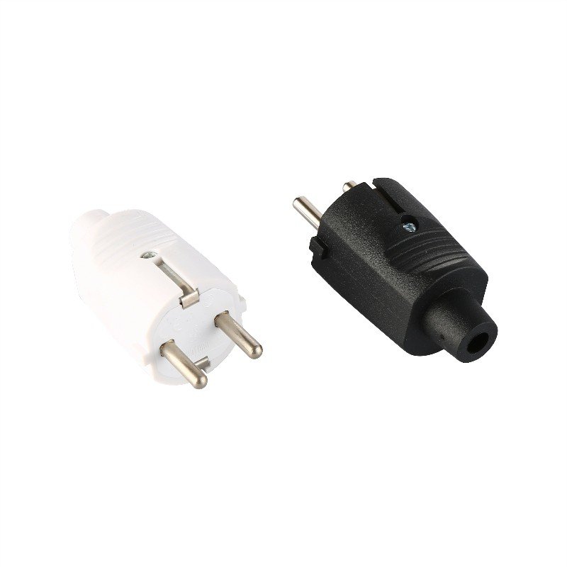 European Male Plug 2P+T with Grounding Earthed Power Plug 250V 16A 2 Pin Round Pin 4.8mm Dual Male Electrical Plug without Wire