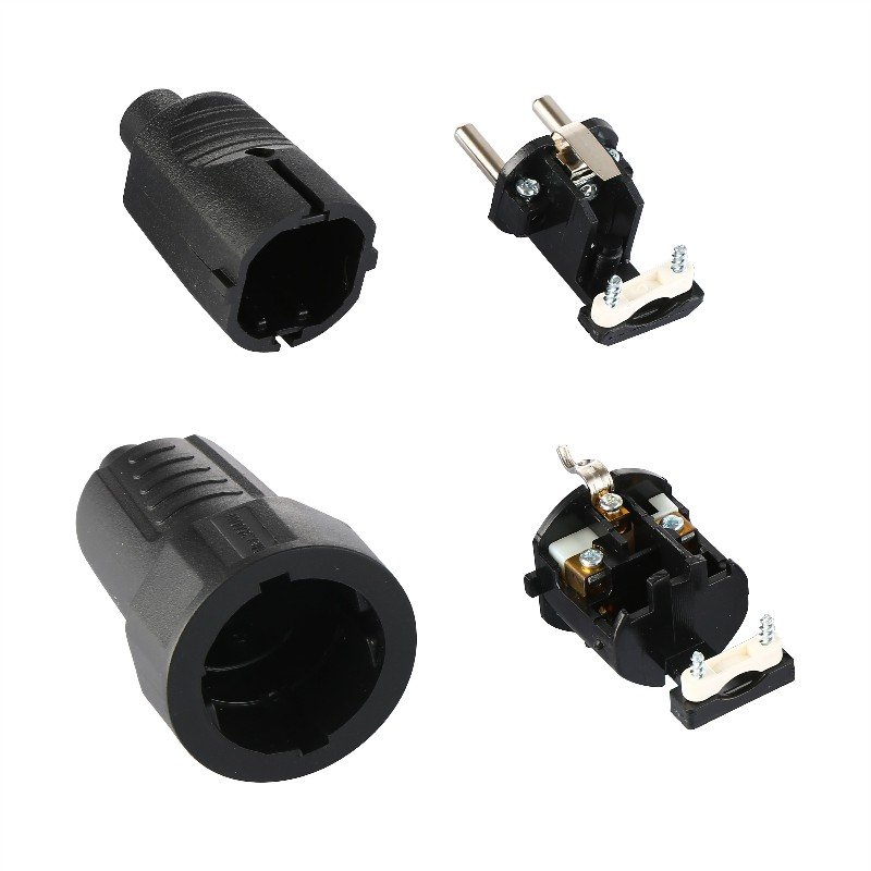 European Male Plug 2P+T with Grounding Earthed Power Plug 250V 16A 2 Pin Round Pin 4.8mm Dual Male Electrical Plug without Wire
