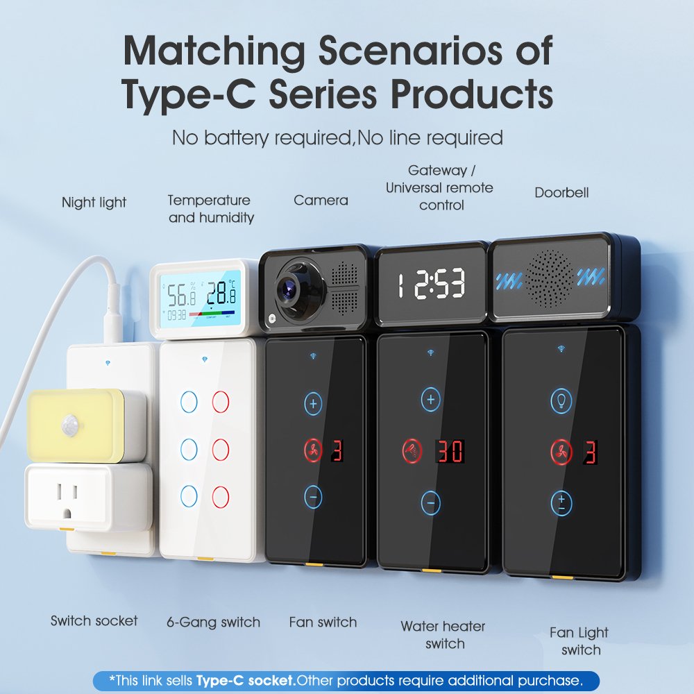 SMATRUL Mini Smart Home Power Monitor APP Voice Works With Alexa Google Home Tuya Smart Plug US Type c WiFi RF433 Socket