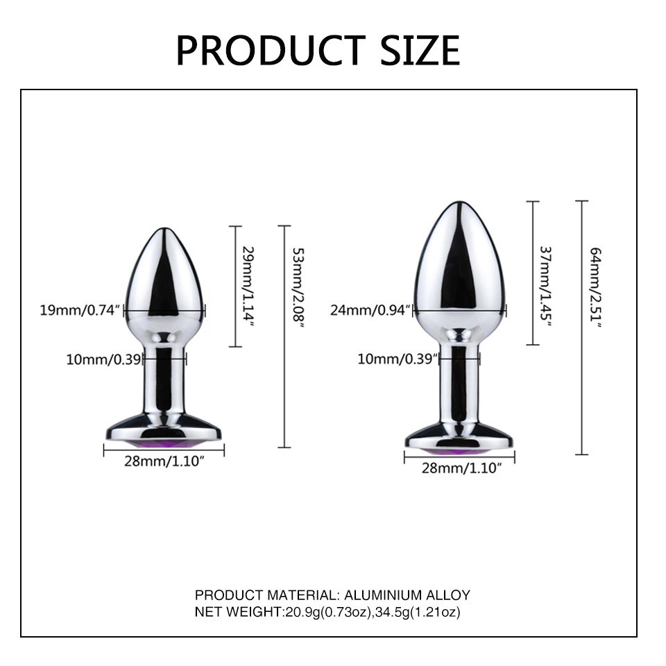 Mini round Base Anal Plug with Long Handle Stainless Steel Jewel Sex Toys for Women and Men for Beginners