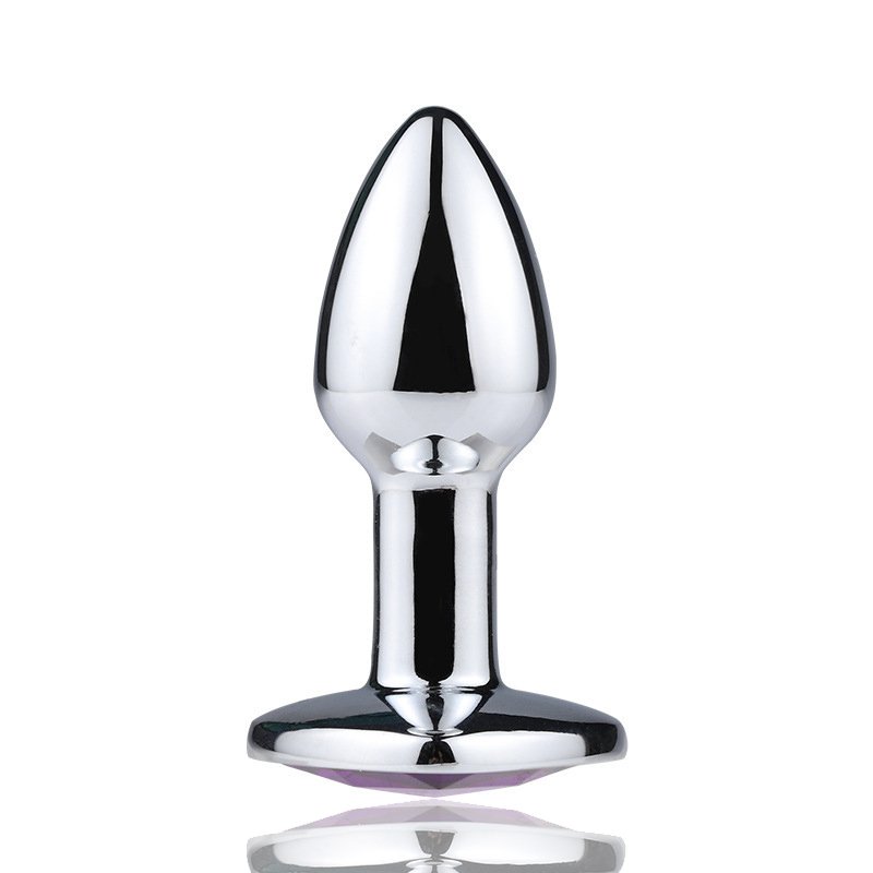 Mini round Base Anal Plug with Long Handle Stainless Steel Jewel Sex Toys for Women and Men for Beginners