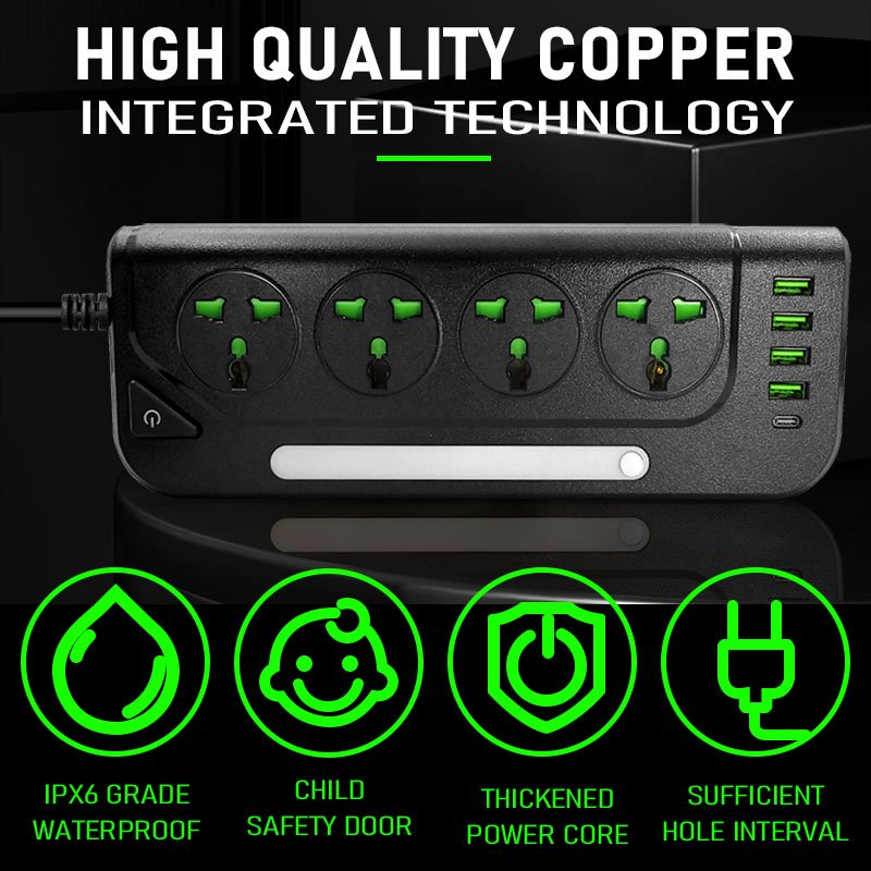 UK 3pin plug socket Travel 13A power strip surge protector extension socket power socket with light