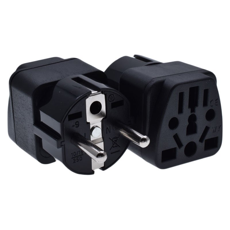 Universal to Germany EU plug adapter 16A type-F schuko round 2 pins US AU UK to European Travel Conversion plug