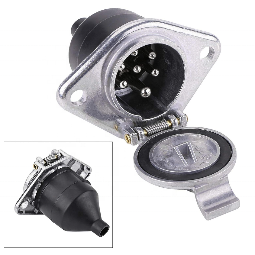 Punch 7pin Trailer Socket 24V Universal Trailer Caravan Trailer Plug 7-Hole Power Cable Socket for Towing Vehicles to Motorhome