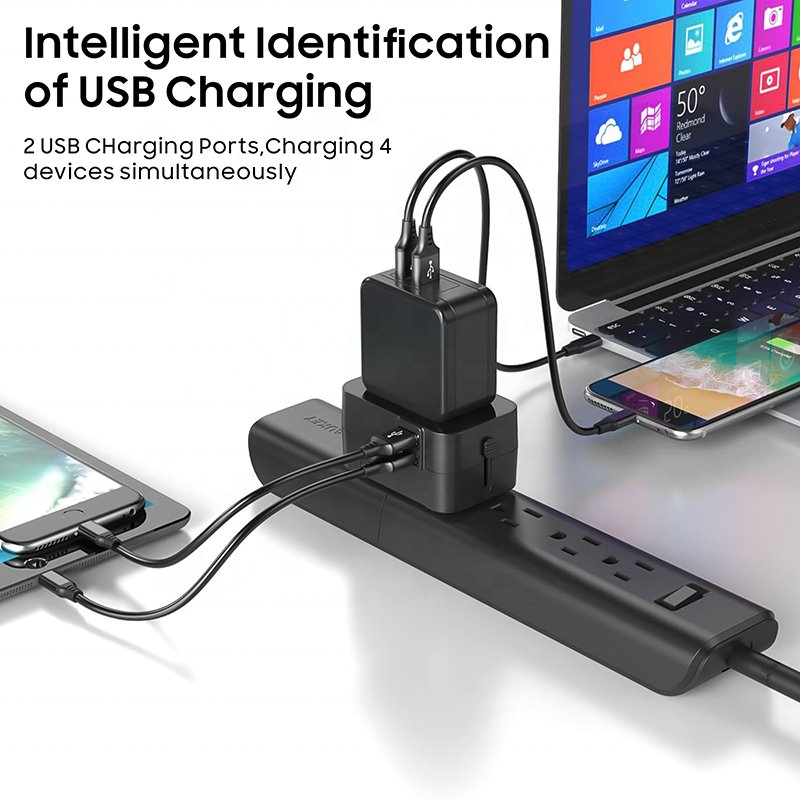 Worldwide All in One Universal Travel Adapter Wall Charger with USB C and USB A Ports Plugs and Sockets