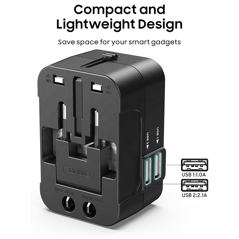 Worldwide All in One Universal Travel Adapter Wall Charger with USB C and USB A Ports Plugs and Sockets