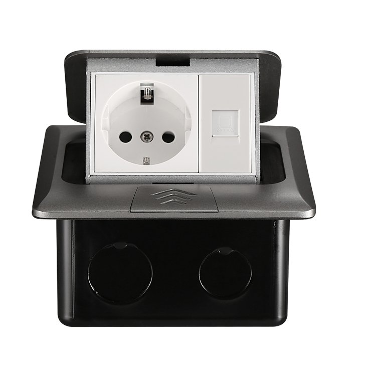 Black waterproof floor socket box EU UK US factory custom power socket electrical plugs pop up socket with usb