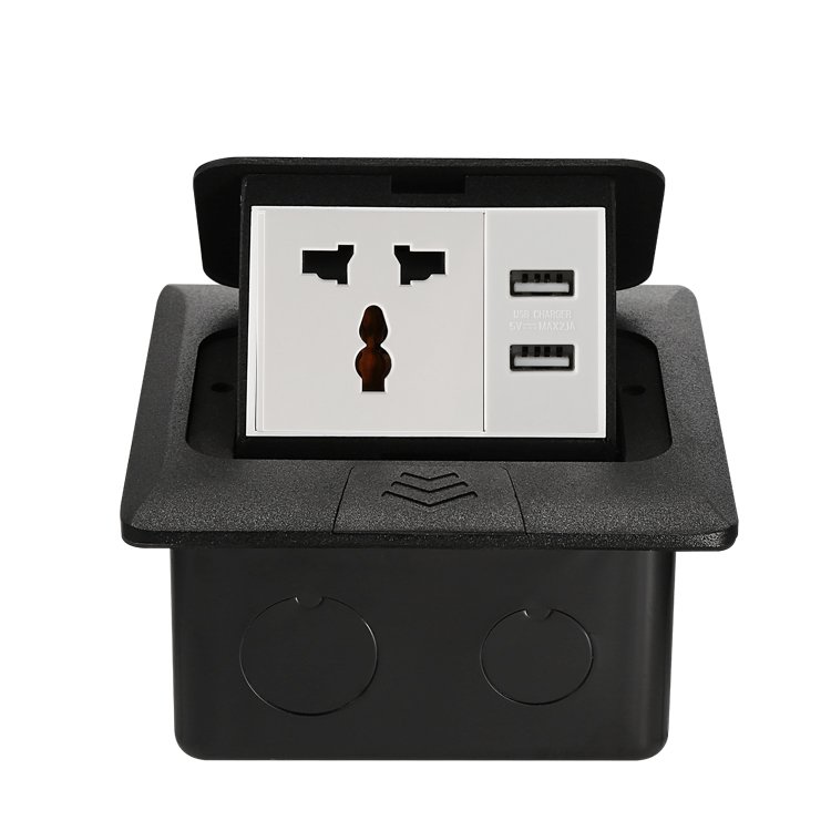 Black waterproof floor socket box EU UK US factory custom power socket electrical plugs pop up socket with usb