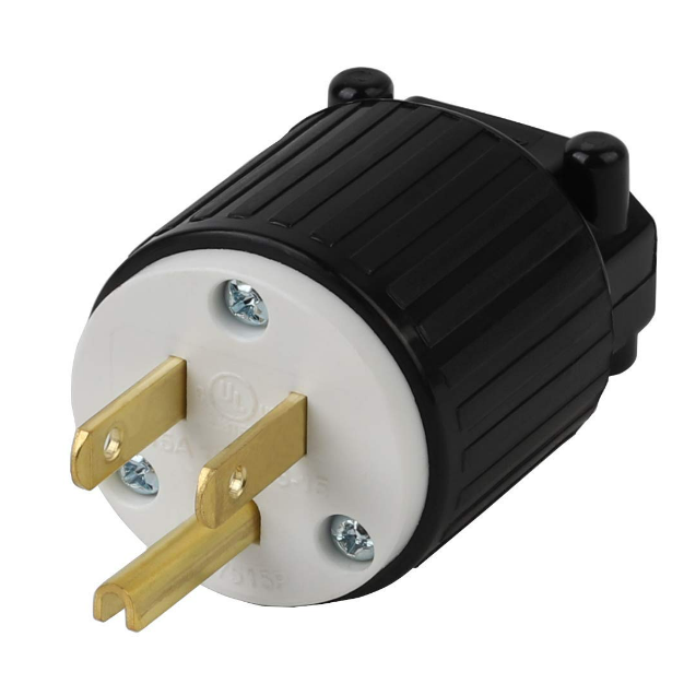 3-Prong Male AC Plug, Nema 5-15P 3 Pole Straight Blade AC Plug, 15A 125V USA AC Power Plug