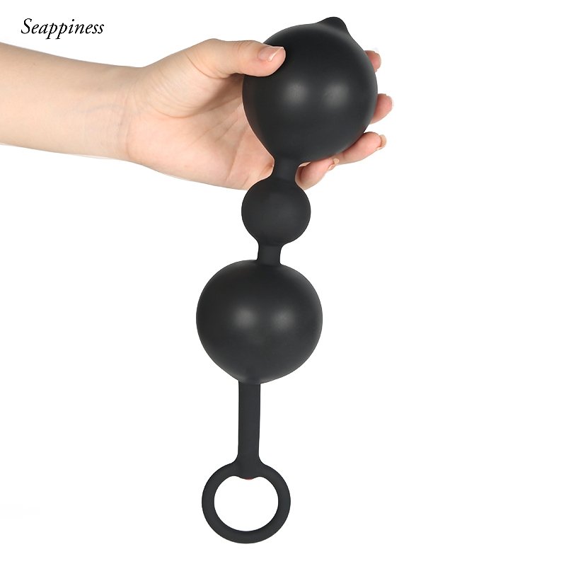 Waterproof inflatable silicone anal plug prostate telescopic anal plug with ring vaginal anal Beads available for men and women
