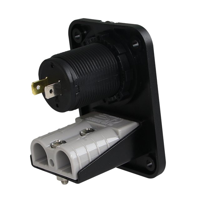Panel Mount Anderson-Style Connector With dual USB double flush mount housing with 50a plug