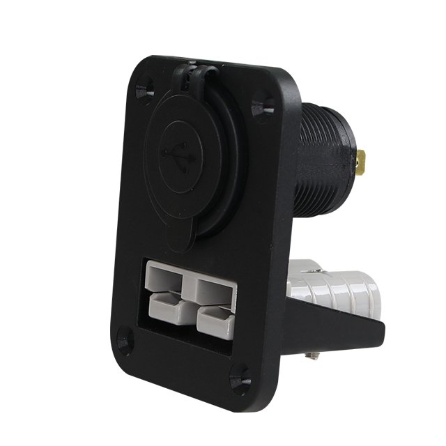 Panel Mount Anderson-Style Connector With dual USB double flush mount housing with 50a plug