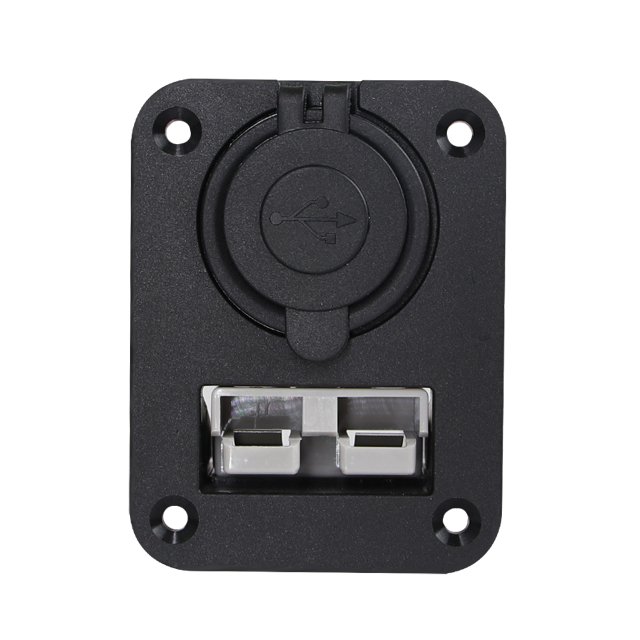 Panel Mount Anderson-Style Connector With dual USB double flush mount housing with 50a plug