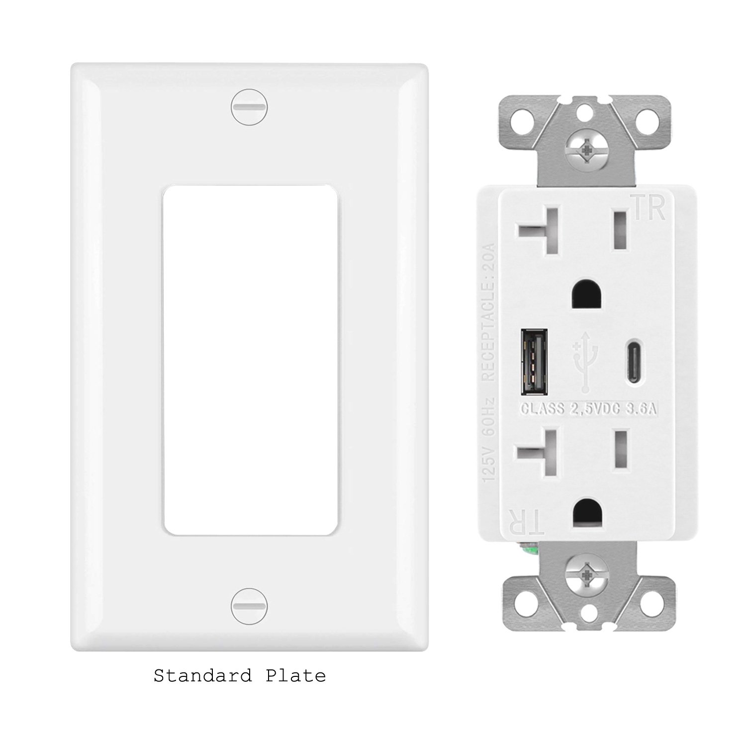 Regular FTR20C-3600 2 gang desktop wall outlet socket with usb plug for multiple electrical appliances